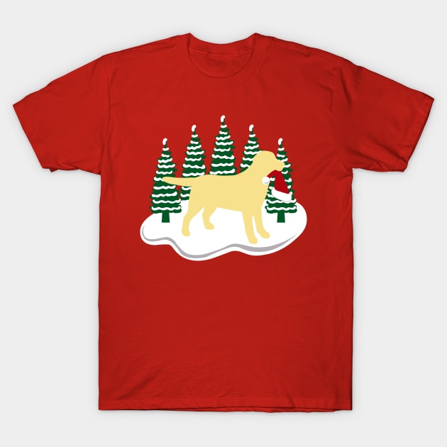 Yellow Labrador Snow and Christmas T-Shirt by HappyLabradors
